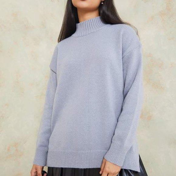 {H&M} Wool-Blend Oversized Soft Blue Sweater - Picture 1 of 6